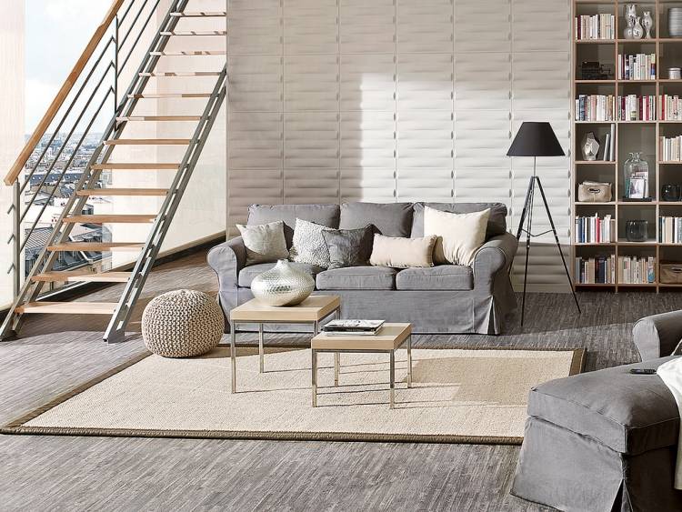 wandgestaltung-wohnzimmer-3d-wandpaneele-weiss-grauer-bodenbelag-sofas