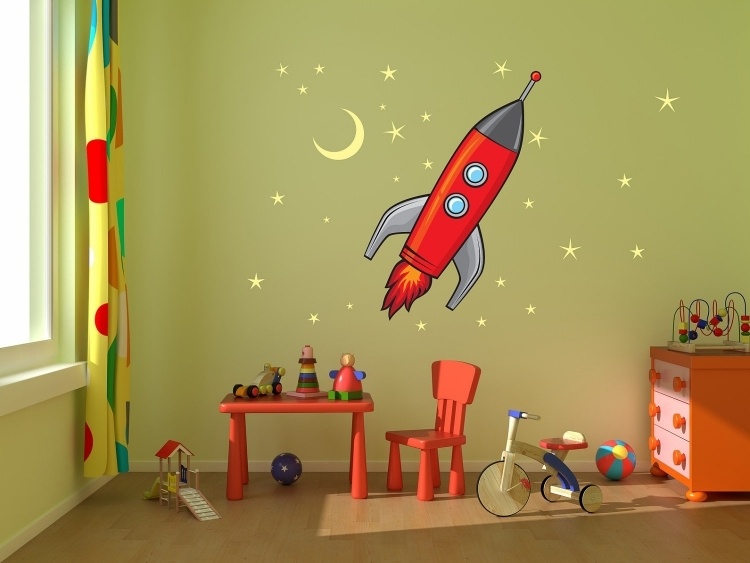 wandtattoo-babyzimmer-rakete-weltall-kind-spielzeuge-sterne-himmel