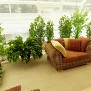zimmer balkonpflanzen wintergarten idee schutz winter sofa korb fliesen