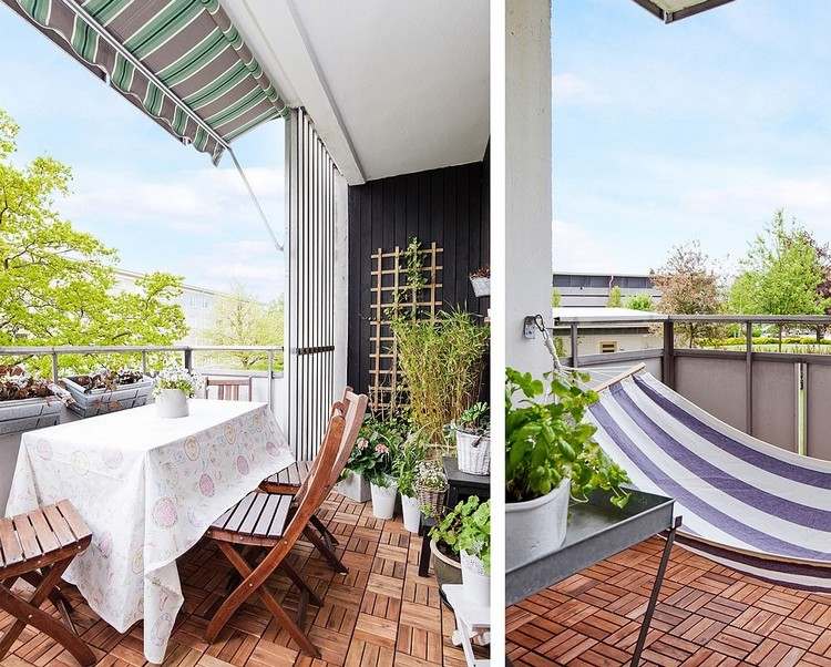 Balkon-Sichtschutz-Holz-Paravent-Trennwand-Design-Ideen