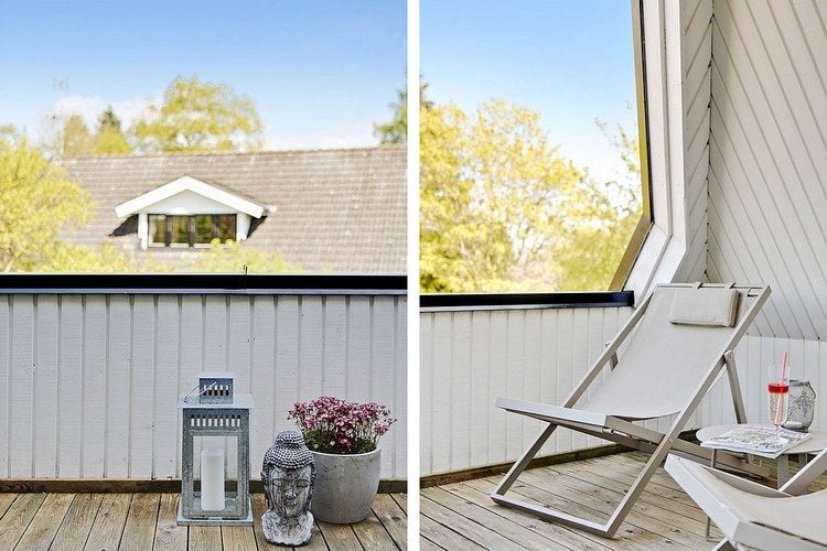 Balkon-Sichtschutz-Holz-skandinavische-Gestaltung-Laterne-Deko
