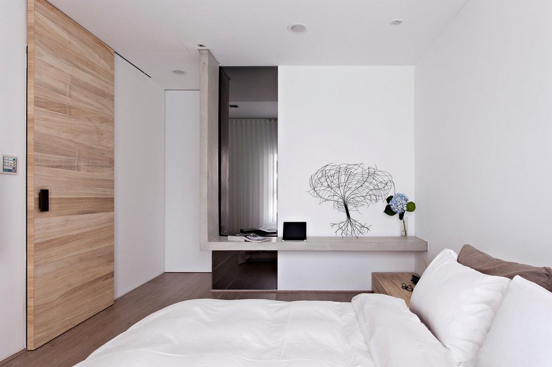 Einrichtungsideen-minimalistisch-Wohnstil-Holz-Schiebetuer