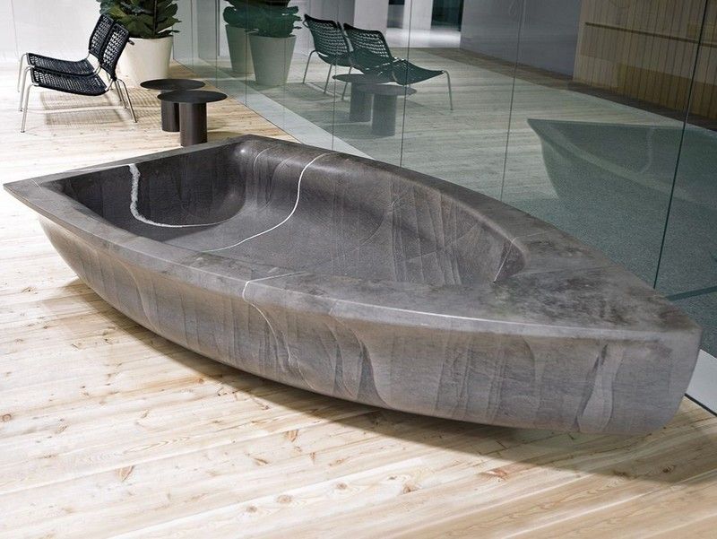 Freistehende-Badewanne-Marmor-hergestellt-Naturstein-Boot-Form