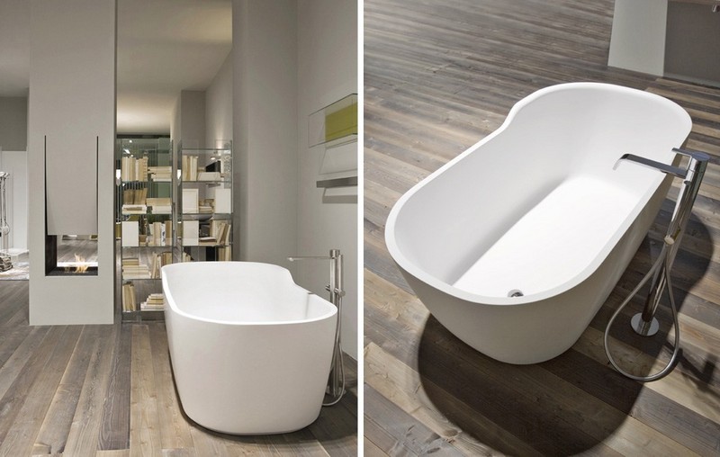 Freistehende-Badewanne-oval-Keramik-Kamin-Badezimmer-gestalten