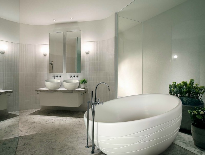 Freistehende Badewanne rund-ergonomisch-moderne-Badezimmer-Gestaltungsideen