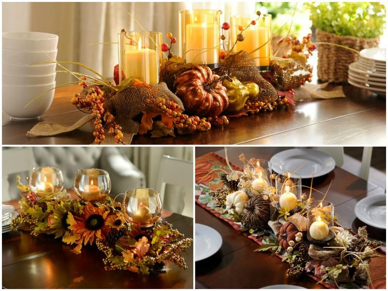 Herbstdeko-Naturmaterialien-Tischdeko-Herbstblaetter-Zierkuerbisse-Kerzen