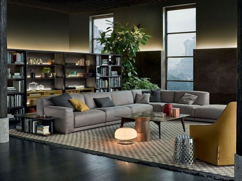 Sofa-Grau-Ecksofa-modern-handgewebt-Teppich