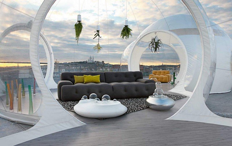 Sofa-Grau-Wohnzimmer-gestalten-Kaffeetisch-rund-modern-Shaggy-handgewebt-Teppich