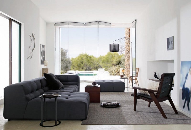 Sofa in Grau-Wohnzimmer-modern-gestalten-skandinavische-Wohnideen