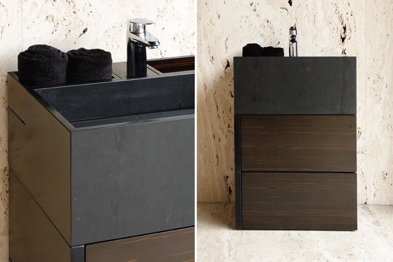 Waschbecken für moderne Badezimmer Einbaubecken-Metall-eckig-Holz-Unterschrank tccwhitestone-cube