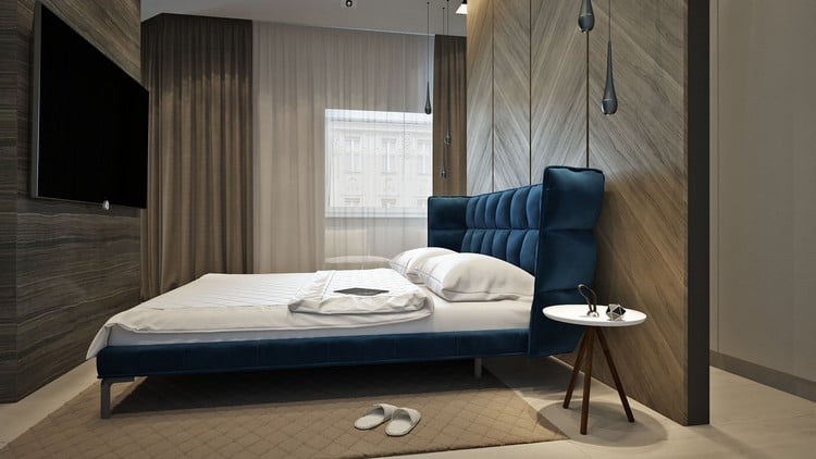 einrichten-naturtonen-beige-braun-schlafzimmer-blaues-polsterbett