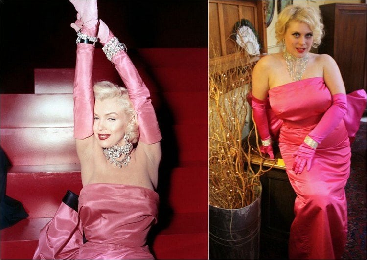 Hollywood Mottoparty Kostüm Ideen retro-frauen-marilyn-monroe-pinkes-kleid