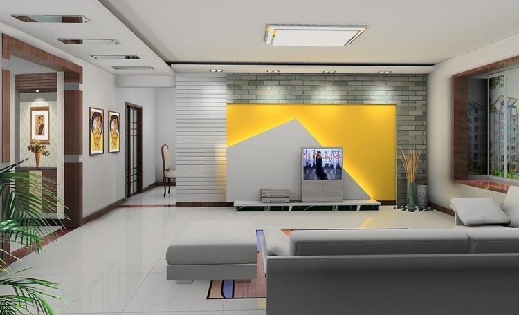 modern-wohnwand-led-design-gelb-wand-flach-fussboden-weiss-glanz-couch