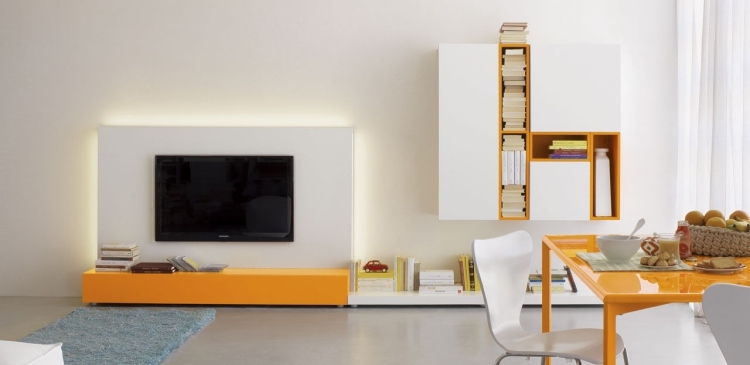 modern-wohnwand-led-weiss-gelb-hochglanz-regale-schraenke-esstisch-stuehle