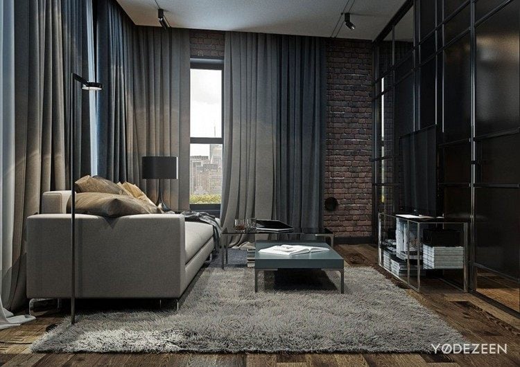 Moderne Einrichtung in Grau wohnzimmer-sofa-couchtisch-metallfuesse