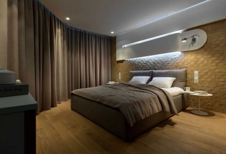 moderne-einrichtungsideen-schlafzimmer-3d-holz-wandpaneele-indirekte-wandbeleuchtung