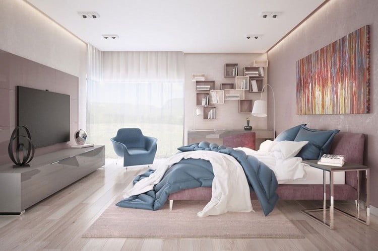 moderne-einrichtungsideen-schlafzimmer-indirekte-led-deckenbeleuchtung-rosa-feminin