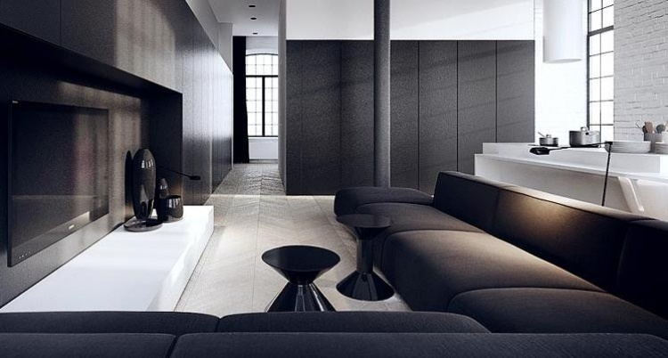 moderne-innenarchitektur-minimalistisch-loft-backsteinwand-schwarz-weiss-wohnzimmer-wohnwand-lodz-tamizo