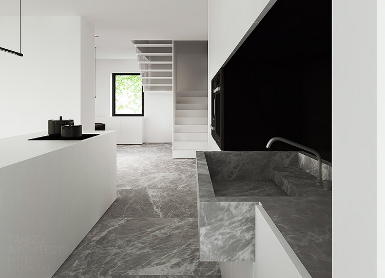 moderne-innenarchitektur-minimalistisch-marmor-treppe-weiss-offene-kueche-lodz-tamizo
