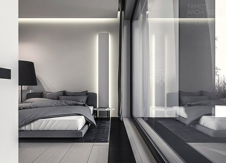 moderne-innenarchitektur-minimalistisch-schlafzimmer-fensterwand-glas-grau-fenster-q-haus-tamizo