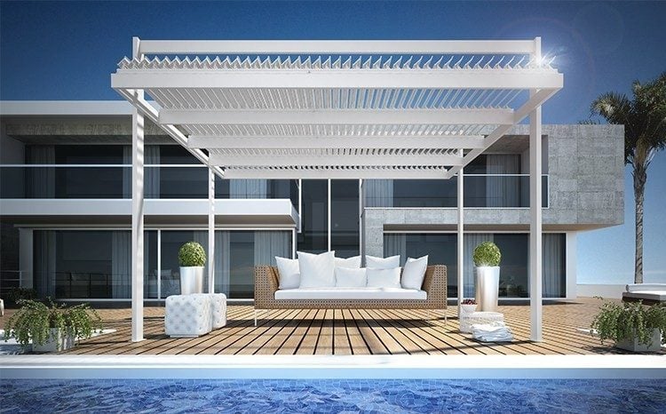 moderne-pergola-aluminium-verstellbare-lamellen-sonnenschutz-terrasse-KOEVO-AUTOPORTANTE-TENDA-SERVICE