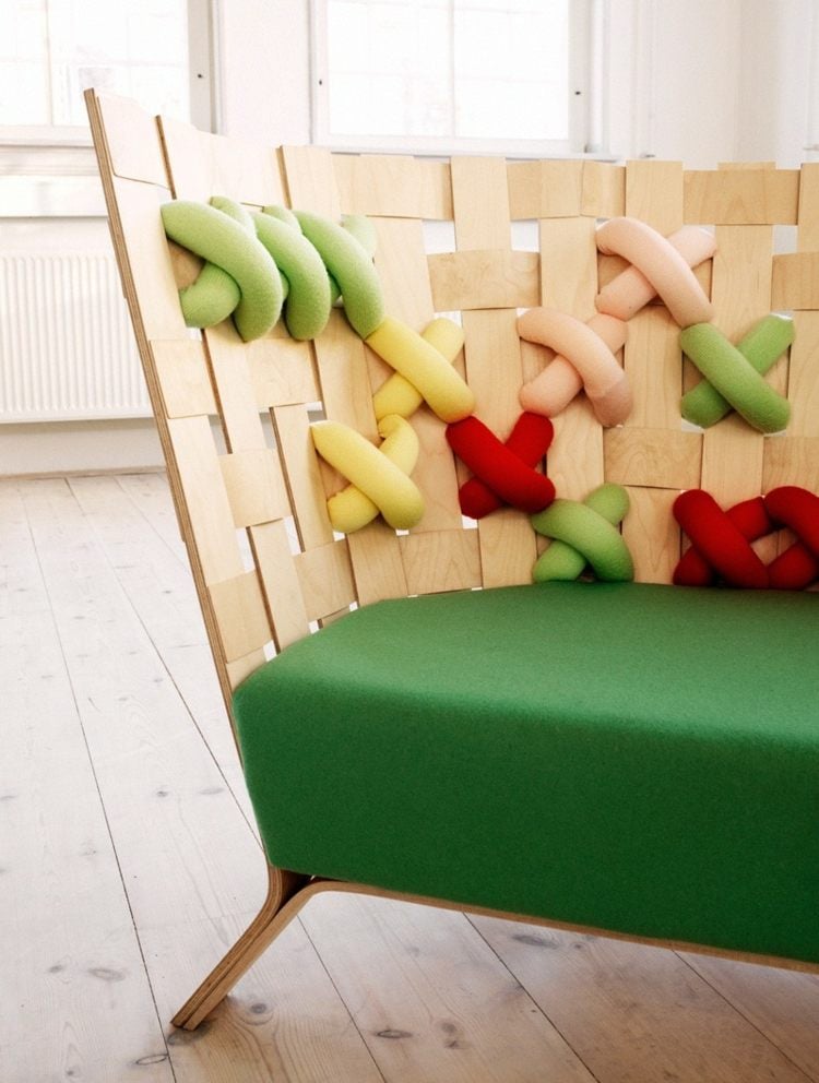 sofa sessel design armlehne sitzpolster gruen korb look