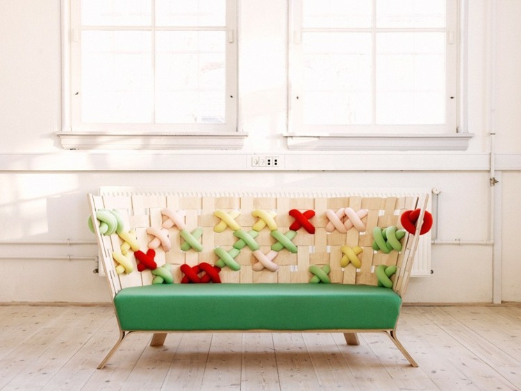 sofa sessel design couch idee flechtmuster birkenholz parkett