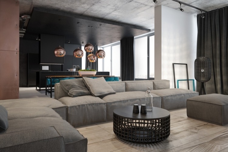 wohnzimmer-grau-eckcouch-sofa-modular-betondecke-leuchten-verspiegelt-sphsere