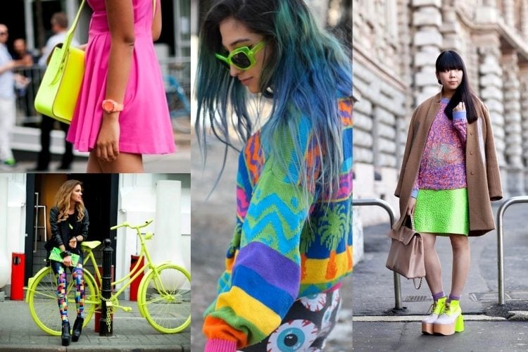 80er Jahre Mode -neonfarbe-street-stzle-bunt-farbenfroh-vintage