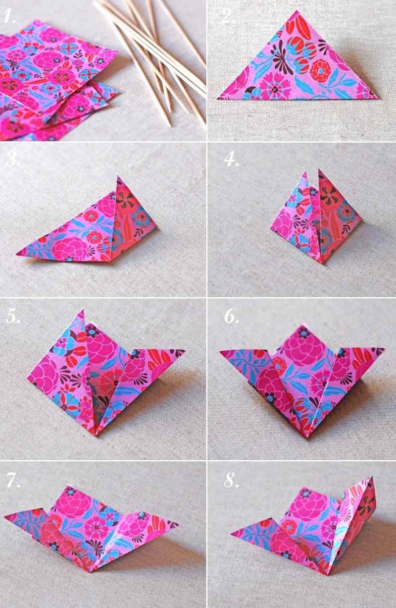 Basteln-Kindern-Origami-Blumen-Verpackungspapier-bunt