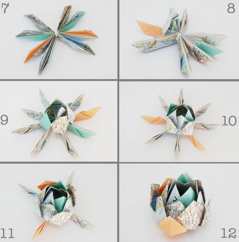 Basteln-Kindern-Origami-Blumen-falten-Weltkarte
