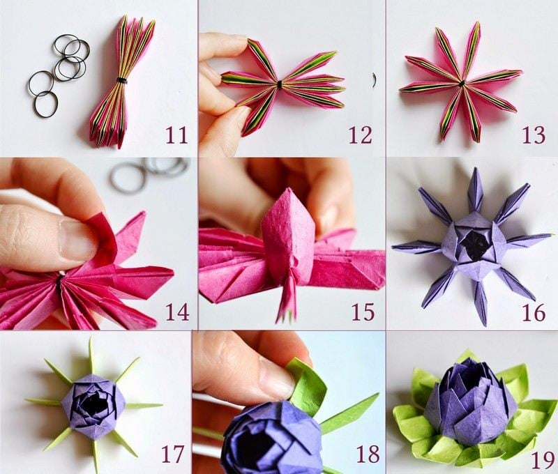 Basteln-Kindern-Origami-Lotus-falten-Ideen-Anleitung