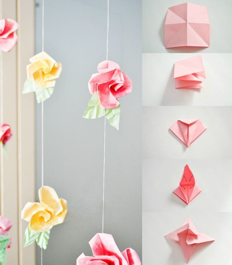 Basteln-Kindern-Origami-Papier-Girlande-selber-machen