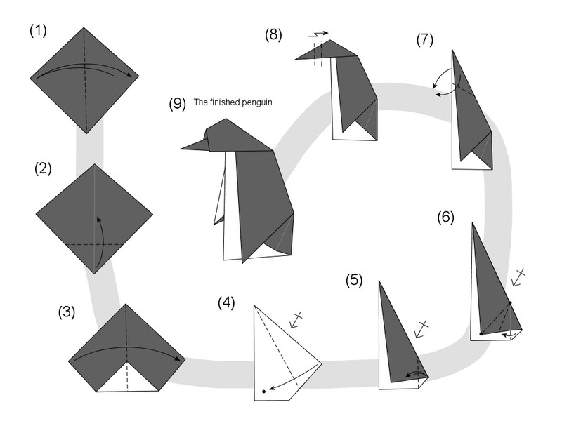 Basteln-Kindern-Origami-Pinguine-Ideen-Papier-falten