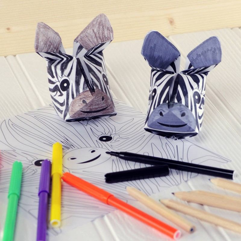 Basteln-Kindern-Origami-Tiere-Papier-falten-Zebra