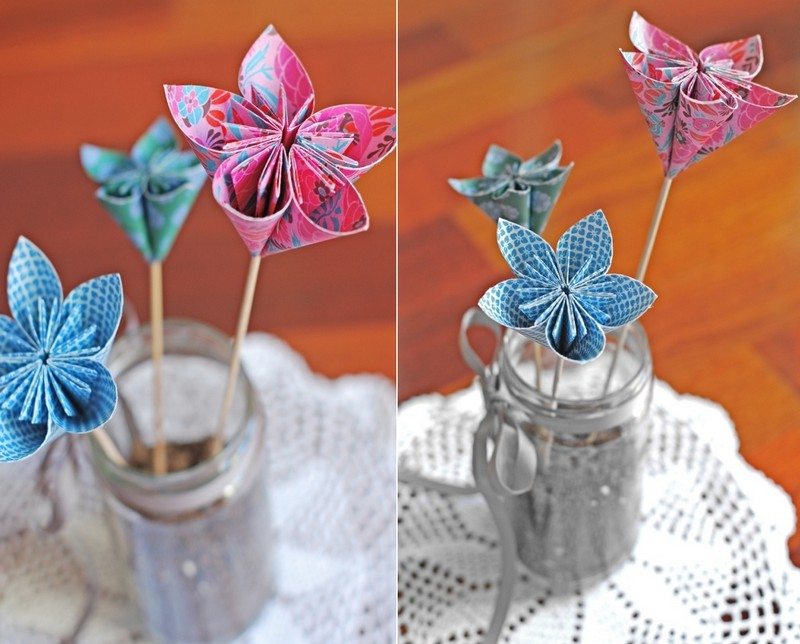 Basteln-Kindern-Origami-Vase-Blumen-Dekoideen