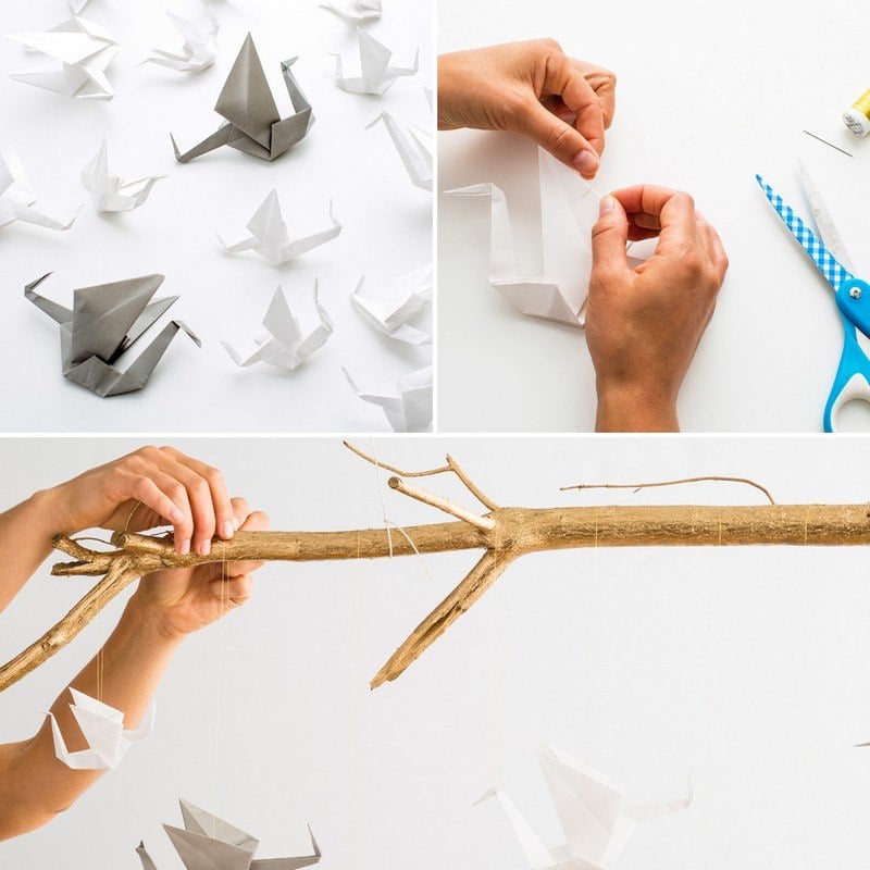 Basteln-Kindern-Origami-Vogel-Papier-weiss-silber-falten