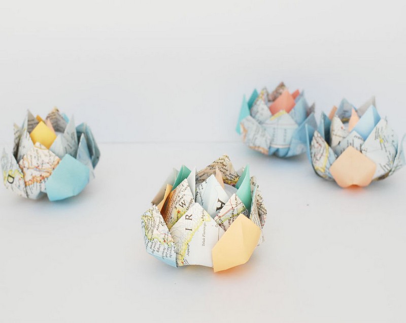Basteln-Kindern-Origami-Weltkarte-Blumen-Tischdeko