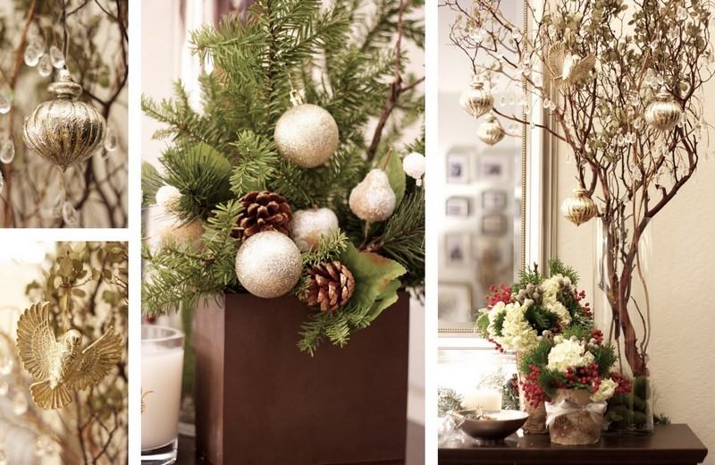 Fensterdeko-Weihnachten-Dekoidee-Goldkugel-frische-Blumen
