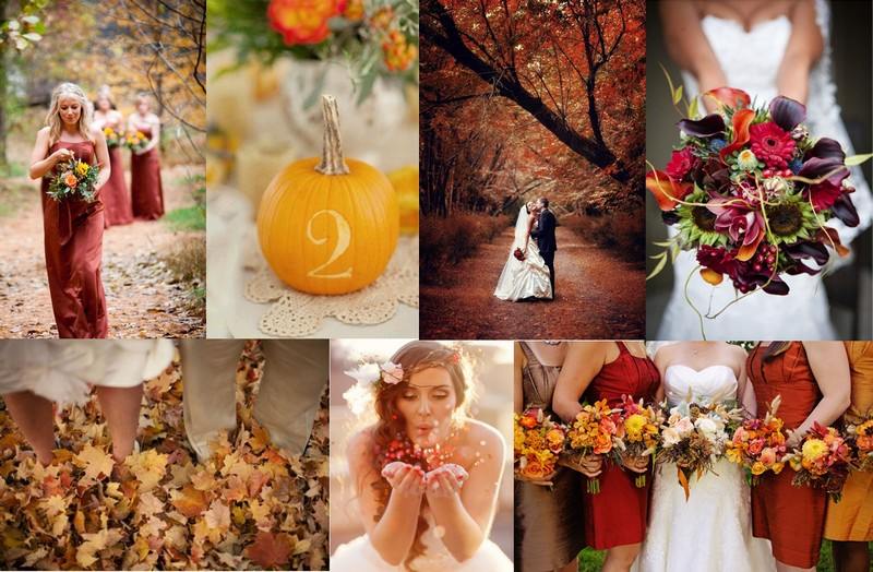 Hochzeitsdeko-Ideen-Herbst-Farben-Kuerbisse-Herbstblaetter-Brautstrauß