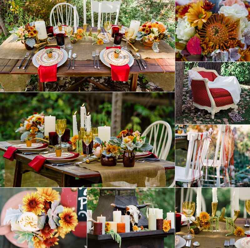 Hochzeitsdeko-Ideen-Herbst-Sonnenblumen-Kerzen-Gartentisch