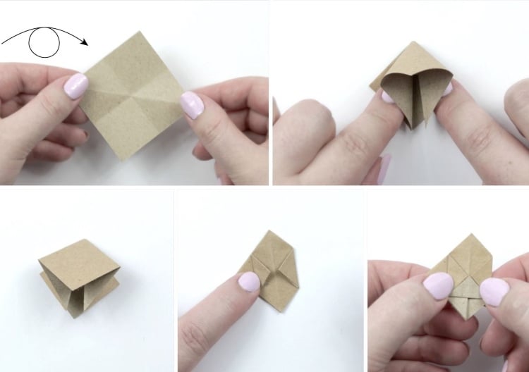Origami Weihnachten Kinder Tannenbaum falten Anleitung 4
