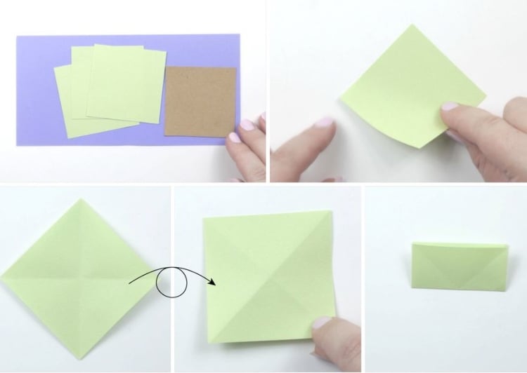 Origami für Kinder Weihnachten 3D Grußkarte mit Tannenbaum für Großeltern basteln Anleitung 1