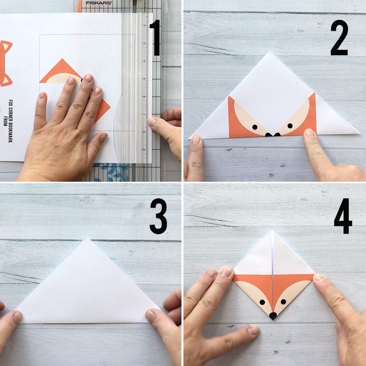 Origami für Kinder Weihnachten Zauberwald Fuchs Lesezeichen Anleitung