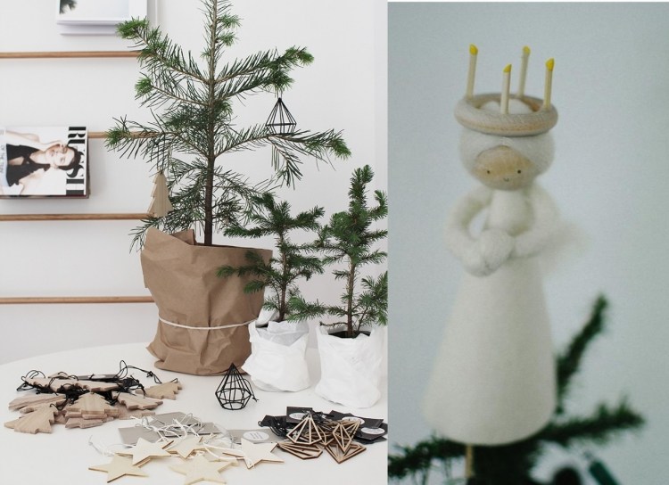 Skandinavische-weihnachtsdeko-selber-machen-holz-ideen-weihnachtsschmuck-kleiner-engel-filz-figuren