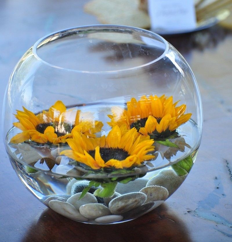 Sonnenblumen-Deko-Aquarium-Schwimmblumen-Herbstdeko-DIY
