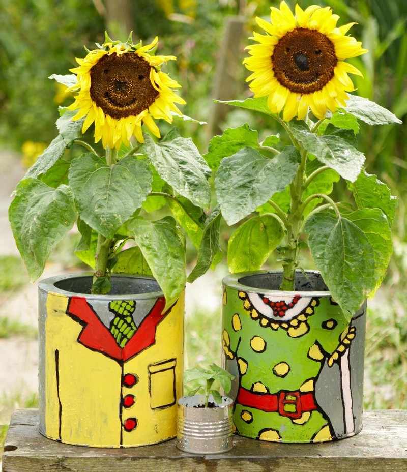 Sonnenblumen-Deko-Garten-suesse-Idee-originell