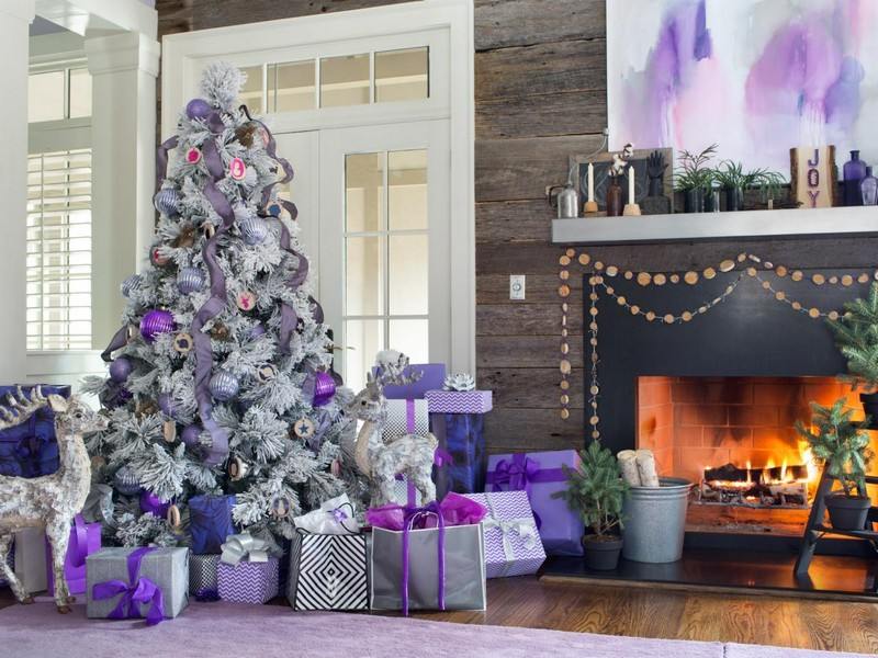 Weihnachtsdeko-Silber-Lila-kobminieren-modern-Kunstbaum