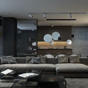 Wohnzimmer-Grau-Schwarz-gestalten-Ideen-modern