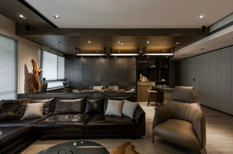 Wohnzimmer-Grau-Wohnideen-modern-Decke-abgehaengt-Ideen